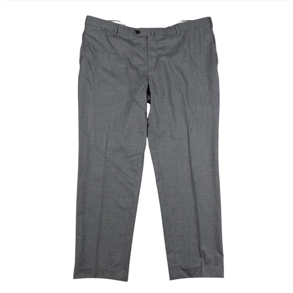 Isaia Napoli Dress Pants Straight Leg Stretch Wool Gray Cuffed Italy 60R 40x30